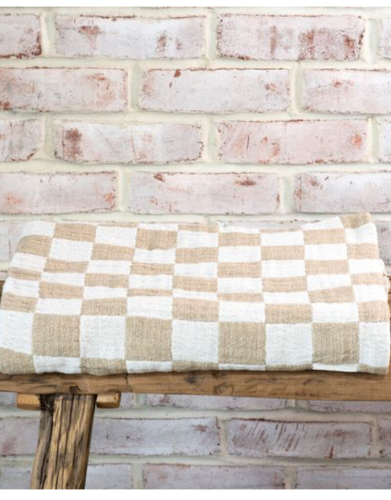 Camel Checkered Throw, 50x60