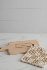 Knitted Tan & Cream Pot Holder