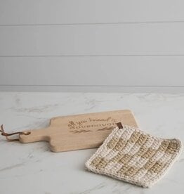 Knitted Tan & Cream Pot Holder
