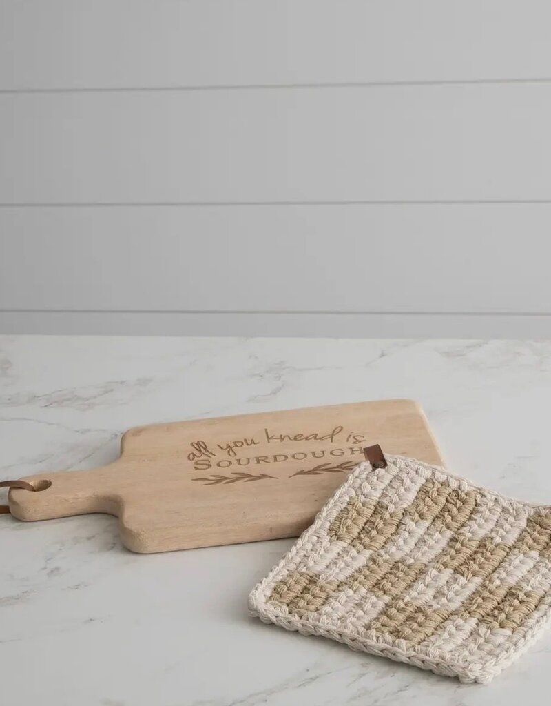 Knitted Tan & Cream Pot Holder