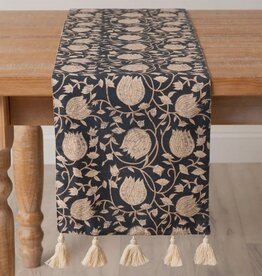 Navy Block Print Table Runner