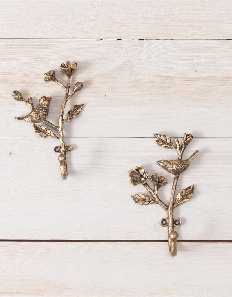 Antique Brass Bird Hooks