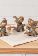Antiqued Golden Bird Figurines