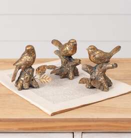 Antiqued Golden Bird Figurines