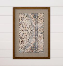 Antiqued Blue Framed Textile Wall Art