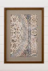 Antiqued Blue Framed Textile Wall Art