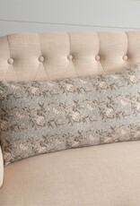 Lumbar Knubby Slub Dusty Blue Floral Pillow