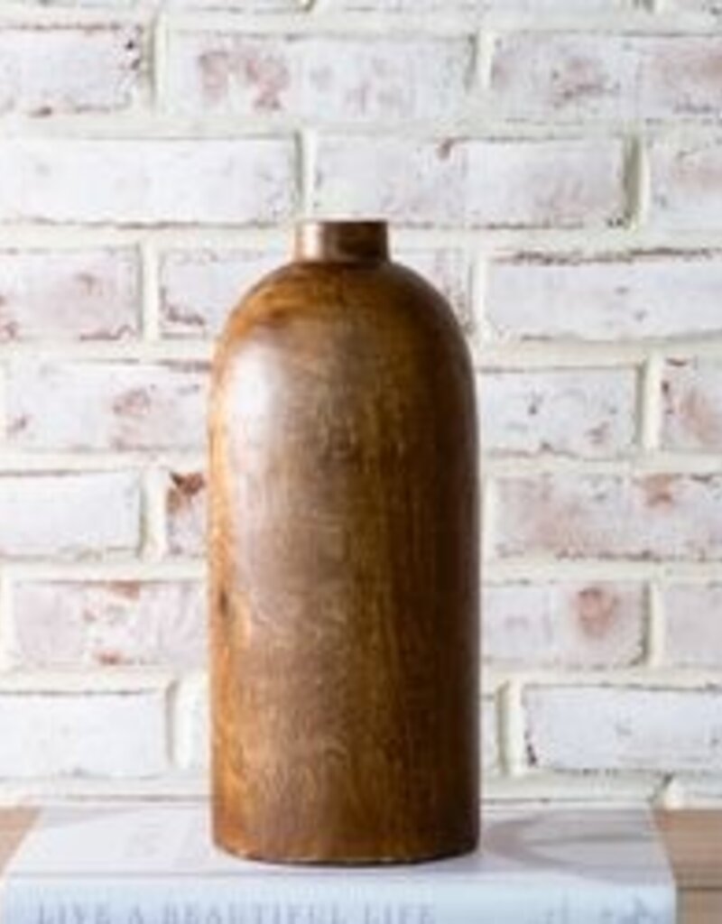 13" Mango Wood Bottle Vase