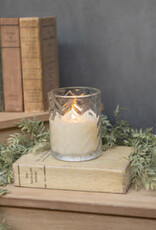 4" Chevron Glass 3d Flame Candle
