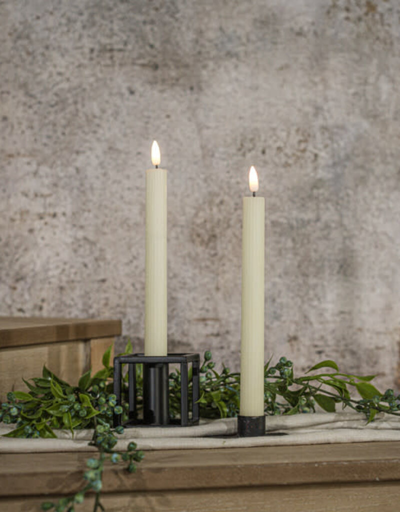 SET/ 2 - 9.5" 3D FLAME GROOVED CREAM TAPER CANDLE