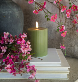 4" DARK GREEN GROOVED 3D FLAME CANDLE