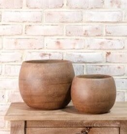 ROUNDED BROWN CEMENT PLANTER
