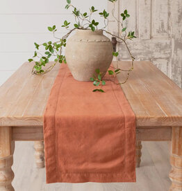 72" Rust Stonewashed Linen Blend Table Runner