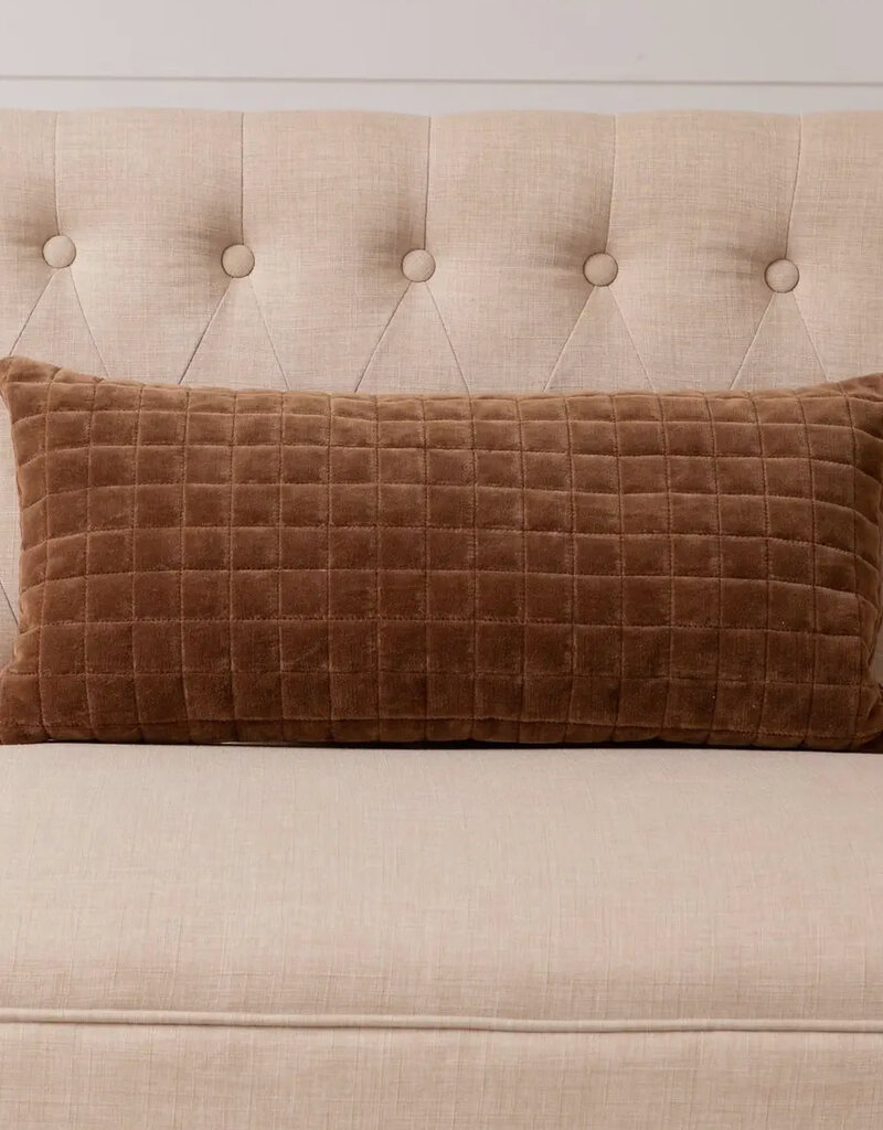 Quilted Velvet lumbar Pillow (brown)