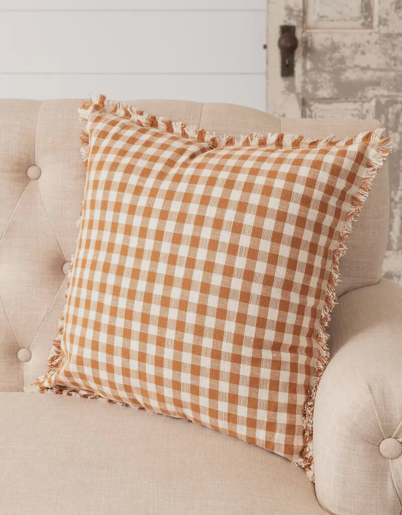 Rust & Cream Check Pillow
