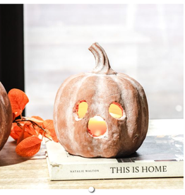 12" Terracotta Ghost Face Pumpkin