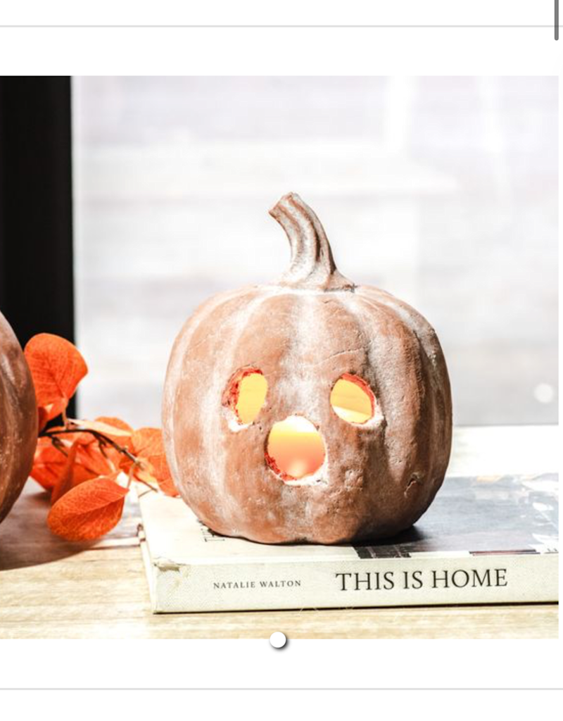 12" Terracotta Ghost Face Pumpkin