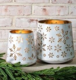 Wht/Gld Tin Snowflake Lanterns