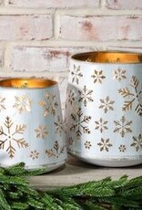 Wht/Gld Tin Snowflake Lanterns