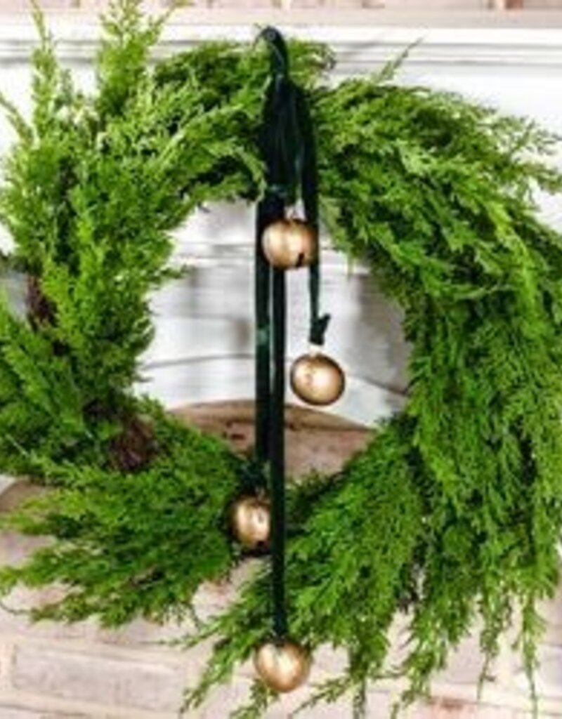 26" BURNT GOLD GREEN VELVET 4 BELL HANGER