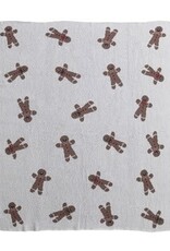 60x50"L Cotton Throw w.Gingerbread Cookie Pattern