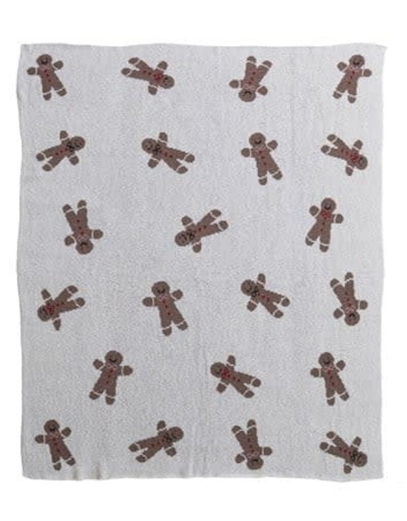60x50"L Cotton Throw w.Gingerbread Cookie Pattern