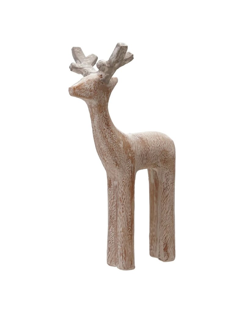 Resin Deer, Whitewashed Wood Finish