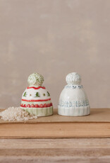 S/2 Stoneware Beanie Hat Salt & Pepper Shakers