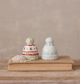 S/2 Stoneware Beanie Hat Salt & Pepper Shakers
