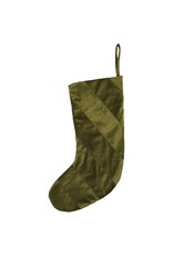 20"H Fabric Velvet Striped Stocking, Green