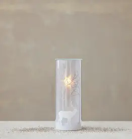 Glass LED Motion Light with Trees & Reindeer Image