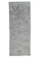 Cotton Blend Velvet Table Runner with Embroidered Snowflakes & Beads