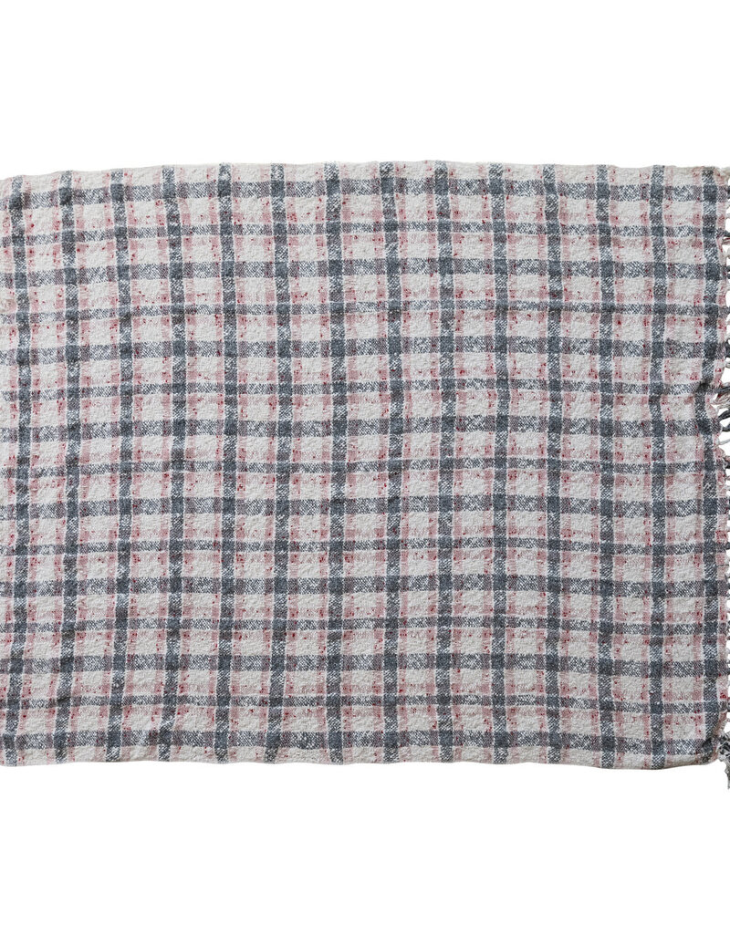 Hand-Woven & New Zealand Wool Slub Throw with Fringe