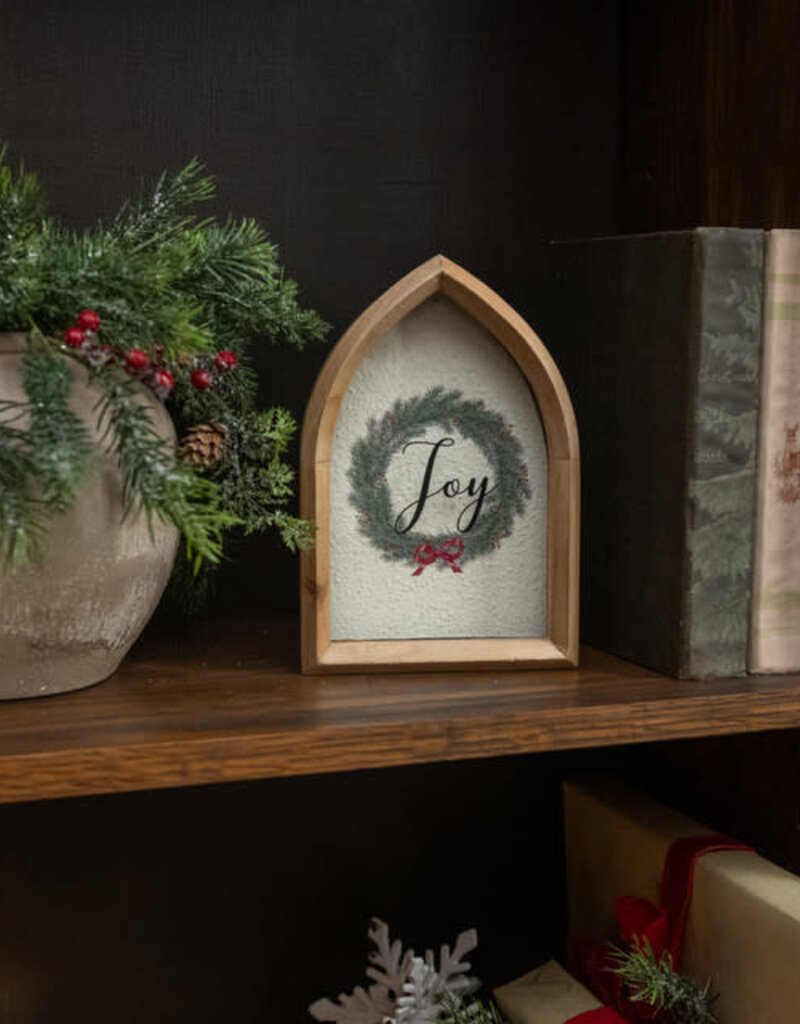 JOY PRINT IN POINTED ARCH FRAME