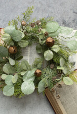 14" Cedar, Cones, Eucalyptus & Bell Candle Ring