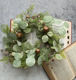 14" Cedar, Cones, Eucalyptus & Bell Candle Ring