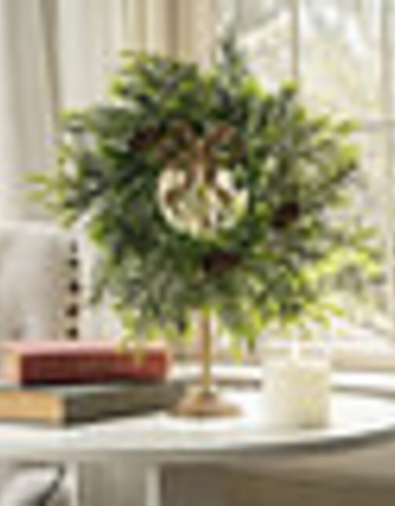 GOLD WREATH STAND W/ BOW