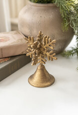 GOLD METAL SNOWFLAKE ON STAND