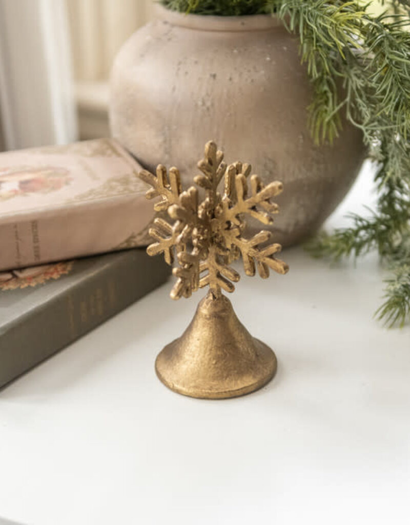 GOLD METAL SNOWFLAKE ON STAND