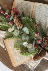 28" MIXED GREENS & ICY RED BERRY SPRAY