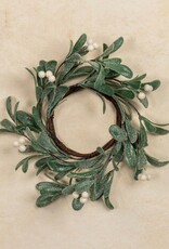 12" GLITTERED MISTLETOE CANDLE RING