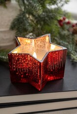 5.5" RED MERCURY GLASS STAR 3D FLAME CANDLE