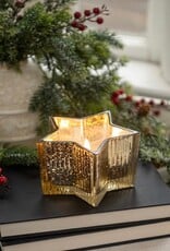 5.5" GOLD MERCURY GLASS STAR 3D FLAME CANDLE