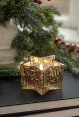 4.5" GOLD MERCURY GLASS STAR 3D FLAME CANDLE