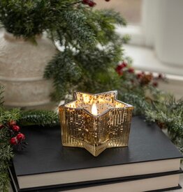 4.5" GOLD MERCURY GLASS STAR 3D FLAME CANDLE