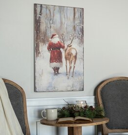 28" x 18" SANTA W/ DEER PRINT