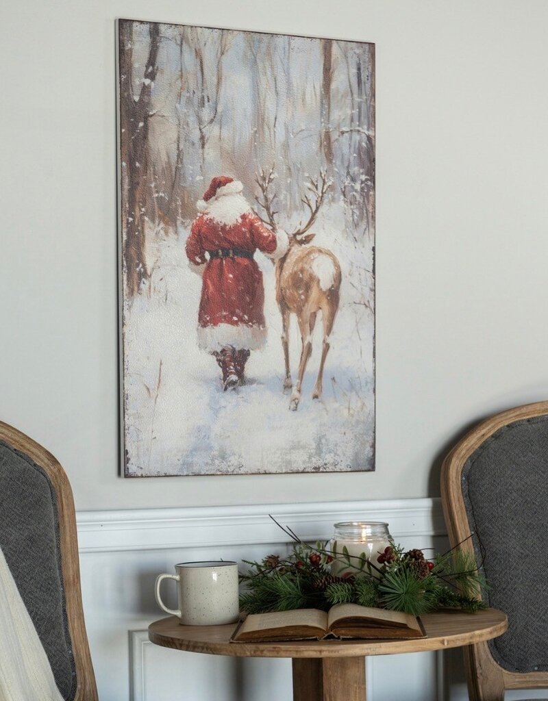 28" x 18" SANTA W/ DEER PRINT