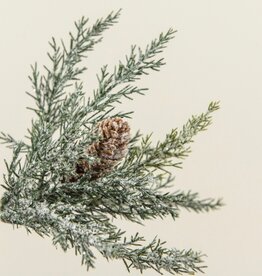 9" GLITTERED PRICKLY PINE PICK W/ PINECONE