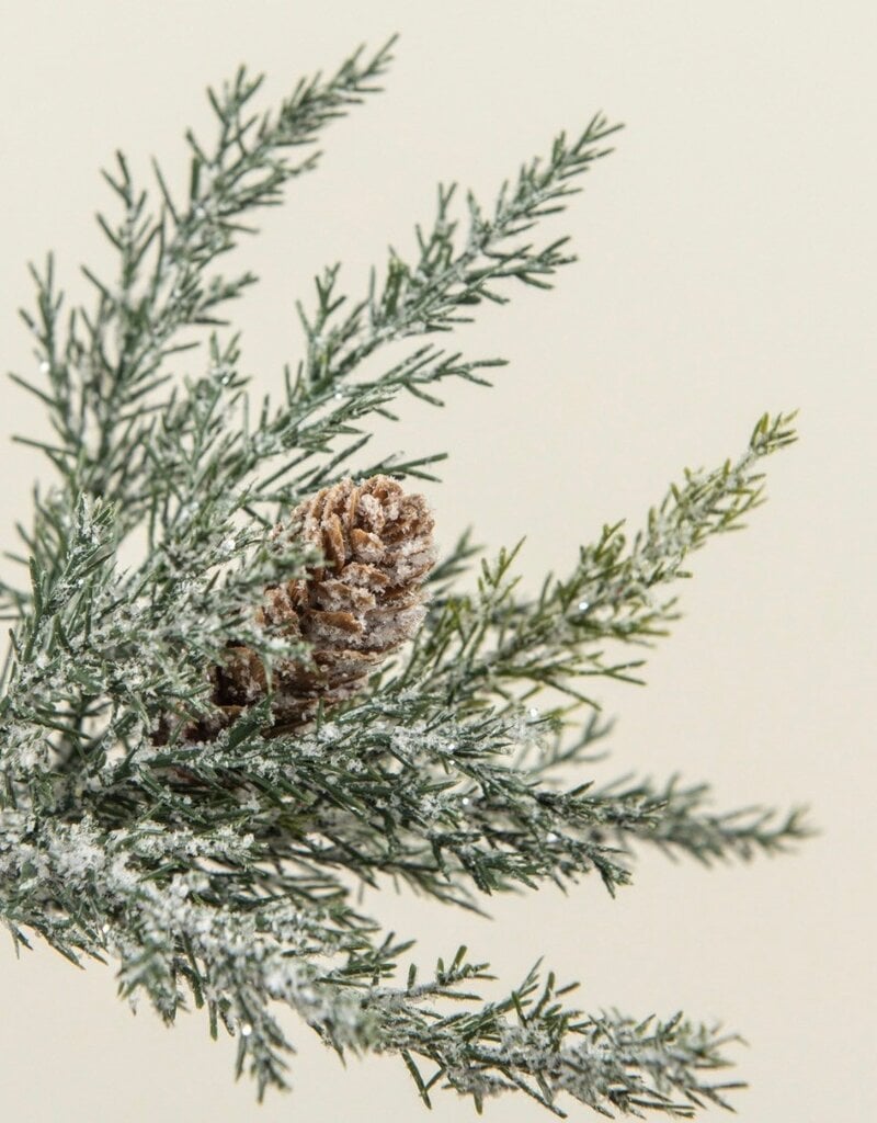 9" GLITTERED PRICKLY PINE PICK W/ PINECONE