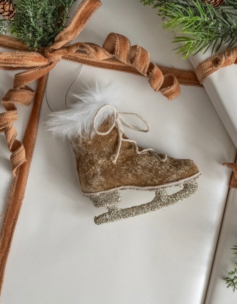 Fawn Velvet Ice Skate ornament